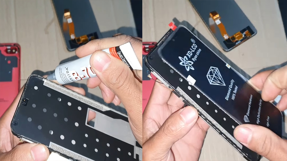Dán keo và lắp màn hình