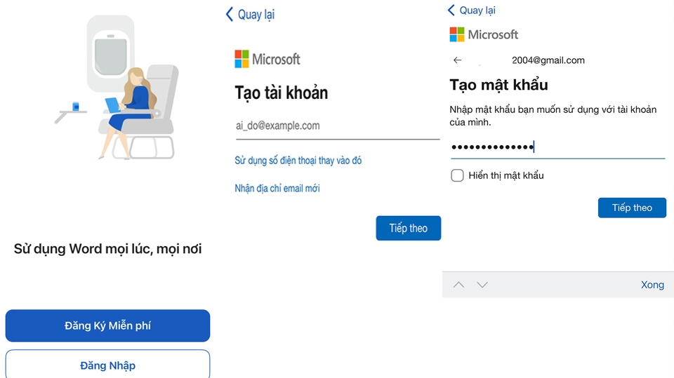 Nhập mật khẩu cho tài khoản Microsoft Word