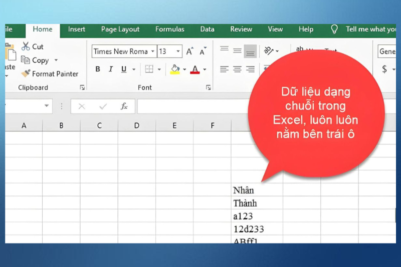 các kiểu dữ liệu thông dụng của excel là (ảnh 1)
