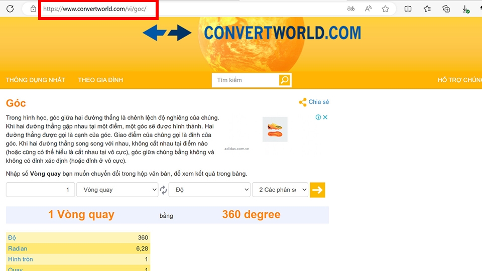Truy cập trang web ConvertWorld
