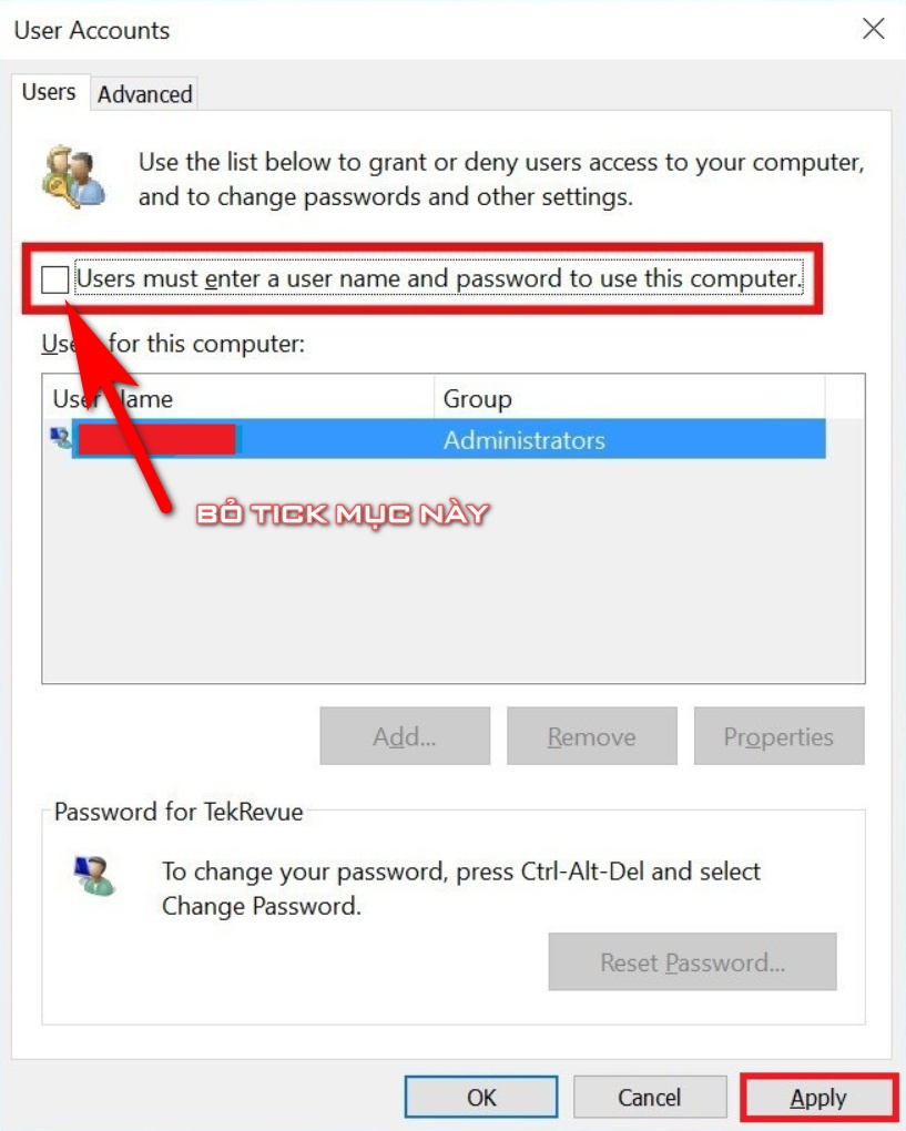 tắt mật khẩu win 10 4