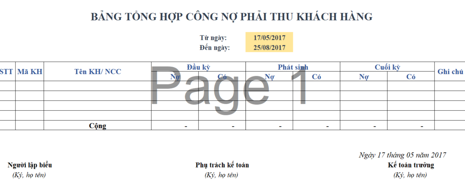 Cách lập bảng công nợ khách hàng bằng Excel (ảnh 5)