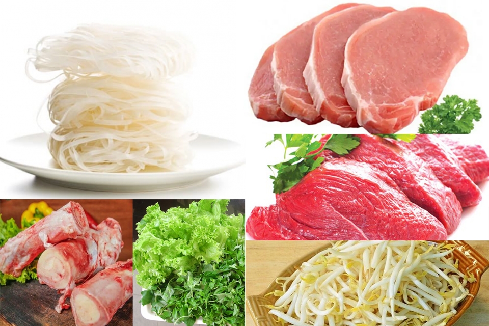 Các nguyên liệu cần chuẩn bị cho cách nấu phở khô Gia Lai chuẩn vị.