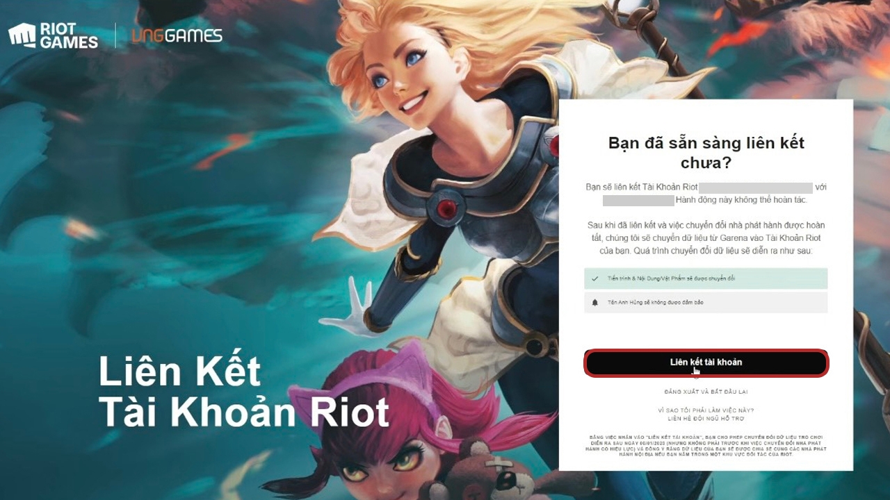 chuyển thay đổi thông tin tài khoản Garena sang trọng Riot - hình 8