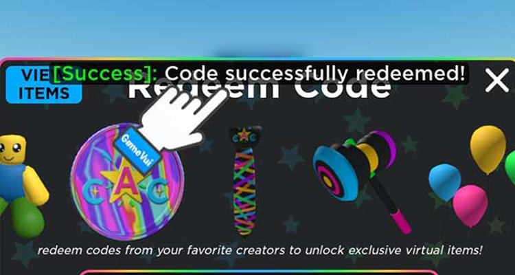 Thông báo khi đổi code UGC Limited Codes thành công