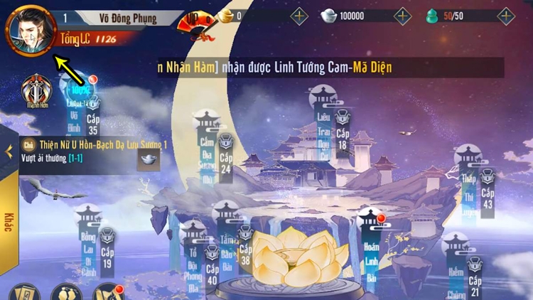 Nhấn vào ảnh đại diện ở góc trái màn hình.
