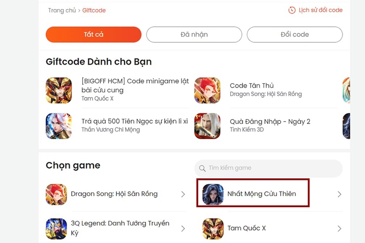 Kéo xuống chọn game Nhất Mộng Cửu Thiên