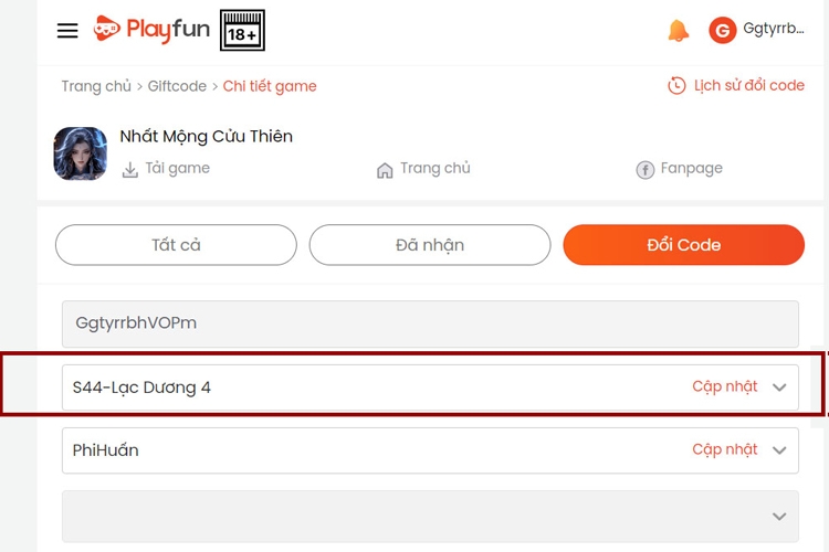Kiểm tra các thông tin bao gồm server, tên nhân vật đã trùng với tài khoản chưa