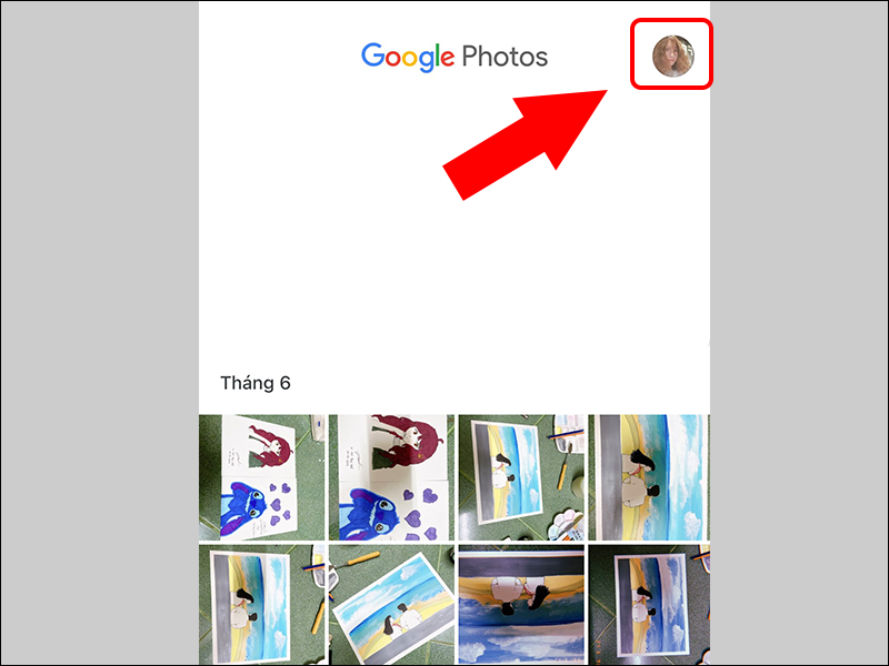 Bấm vào tài khoản Google Photos