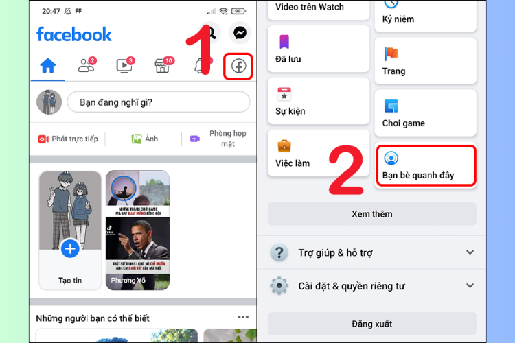 Cách tìm bạn quanh đây trên Facebook bằng điện thoại Android 5