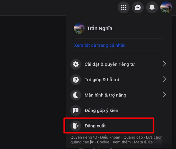 Cách đăng xuất Facebook trên máy tính (ảnh 2)