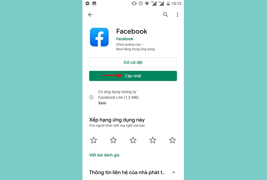 cập nhật phiên bản facebook