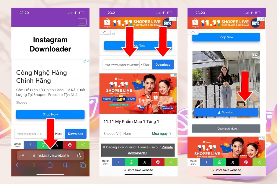 Cách tải ảnh trên Instagram bằng web Instasave