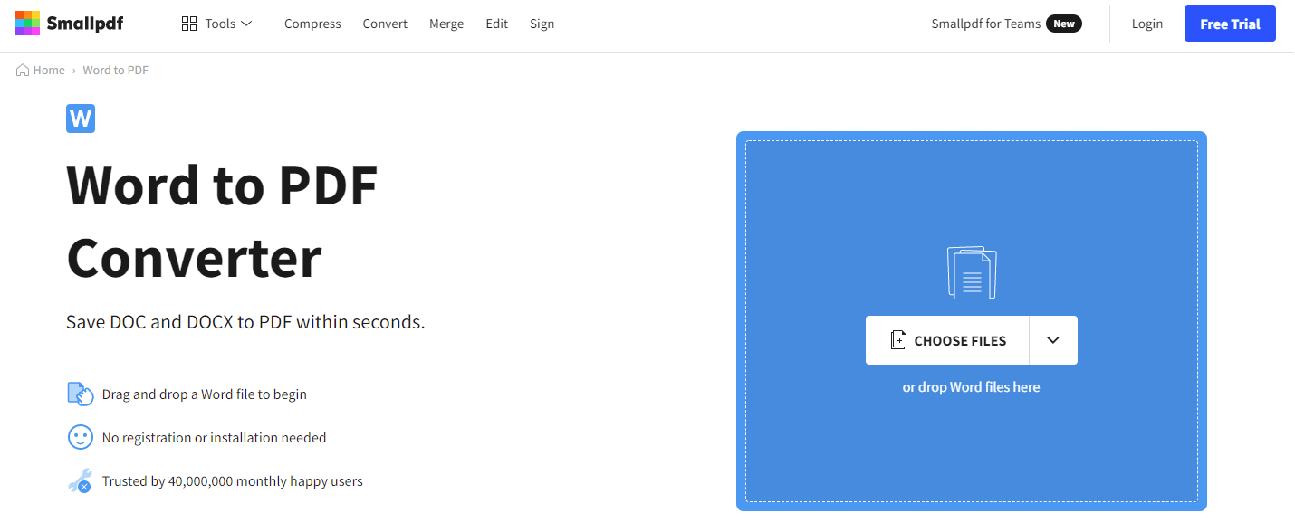 Cách chuyển Word sang PDF bằng web online