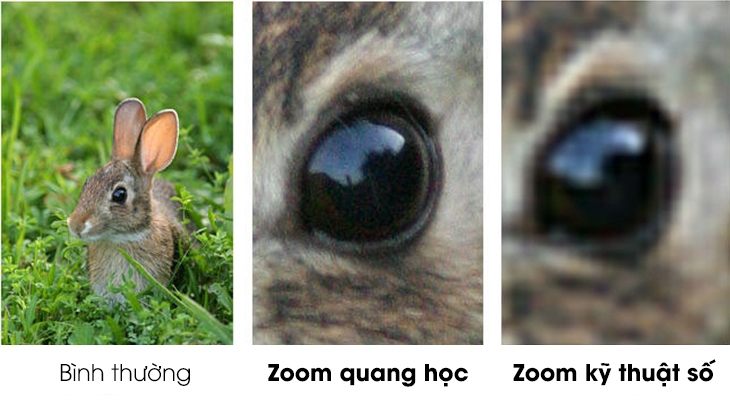 so sánh zoom quang học và zoom số học