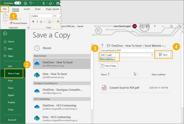 Cách chuyển file Excel sang PDF bằng phím tắt