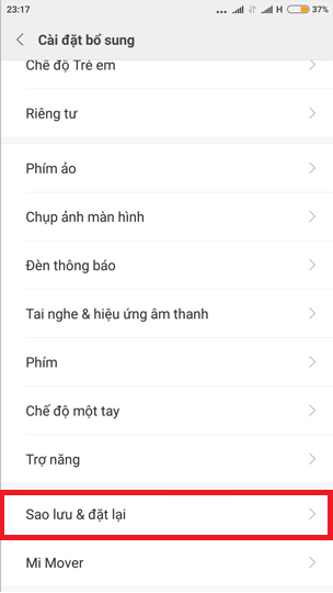 khôi phục cài đặt gốc Xiaomi