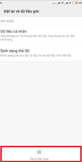 khôi phục cài đặt gốc Xiaomi