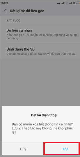 khôi phục cài đặt gốc Xiaomi