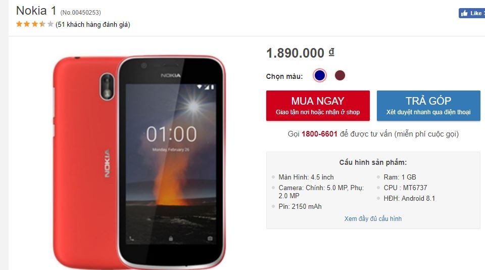 TrÃªn tay â ÄÃ¡nh giÃ¡ nhanh Nokia 1 giÃ¡ 1.9 triá»u, cháº¡y Android 8.0, chuáº©n bá» lÃªn ká» táº¡i VN