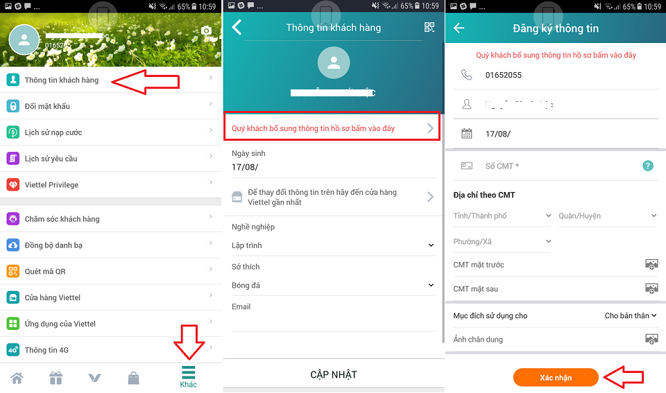 Hướng dẫn chuẩn hóa thông tin thuê bao Viettel (Ảnh 2) Hướng dẫn chuẩn hóa thông tin thuê bao Viettel (Ảnh 2)