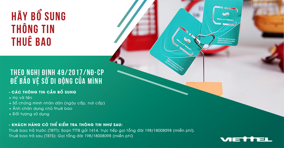 Hướng dẫn chuẩn hóa thông tin thuê bao Viettel Hướng dẫn chuẩn hóa thông tin thuê bao Viettel