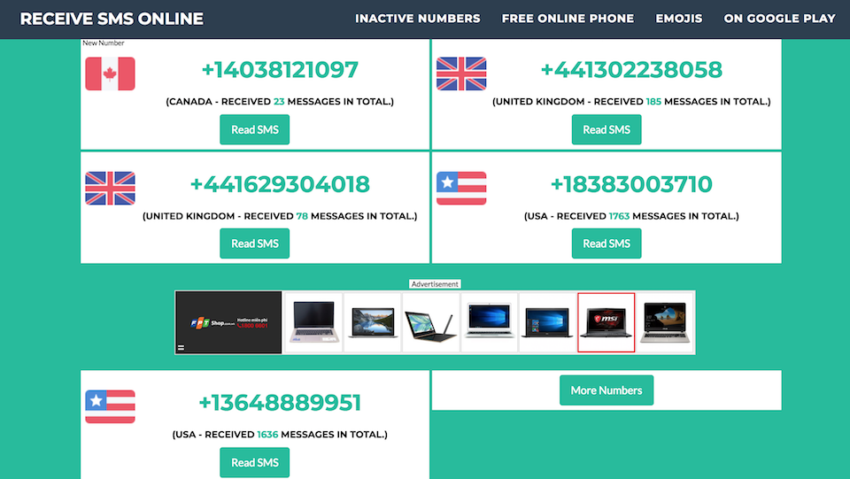 Dịch vụ ReceiveSMSOnline.