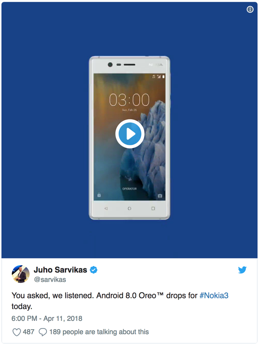 Android 8.0 Nokia 3