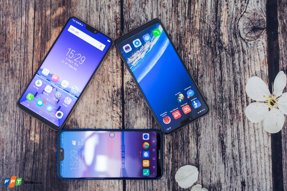 So sánh OPPO F7, Vivo V9, Huawei Nova 3e: