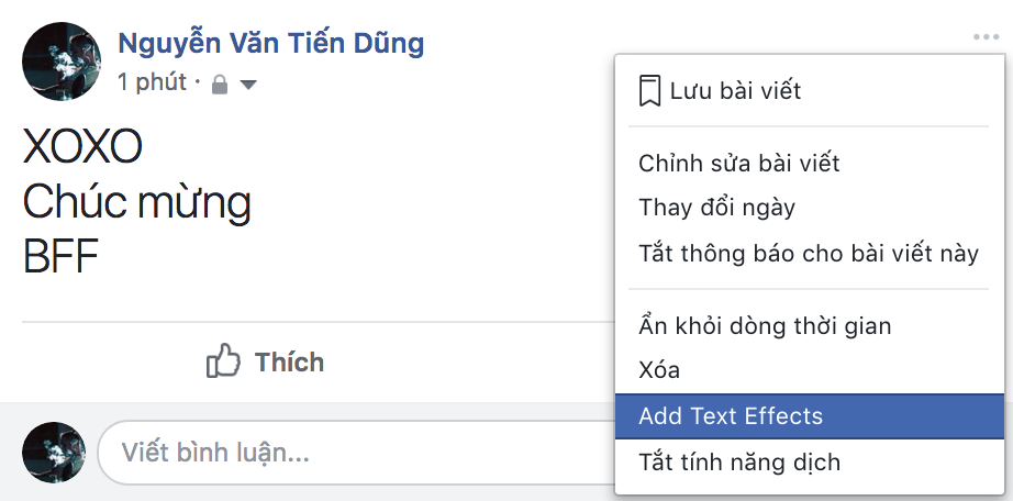 HIệu ứng chữ facebook 03 HIệu ứng chữ facebook 03