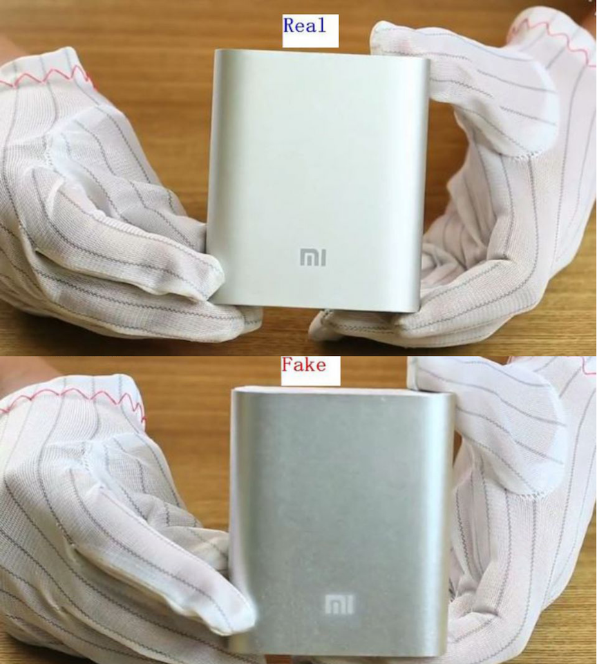 Cách nhận biết sạc dự phòng xiaomi chính hãng Logo Xiaomi được in mờ, rõ nét.