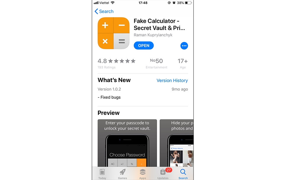 Cách giấu mọi dữ liệu trên iPhone với Fake Calculator (Ảnh 2) Cách giấu mọi dữ liệu trên iPhone với Fake Calculator (Ảnh 2)
