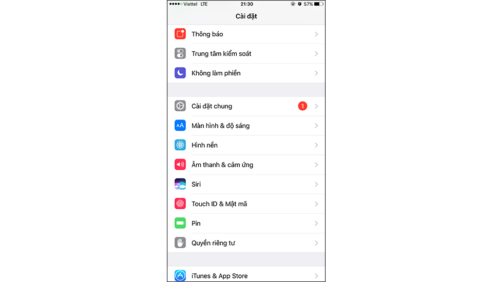 Truy cập Cài đặt chung.