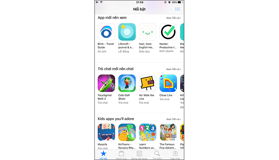 Nhấn biểu tượng kính lúp để tìm kiếm ứng dụng bạn mong muốn.