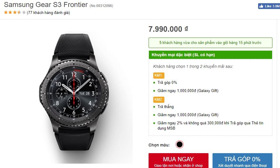 Đồng hồ thông minh Gear S3 Frontier đang được giảm giá mạnh mẽ