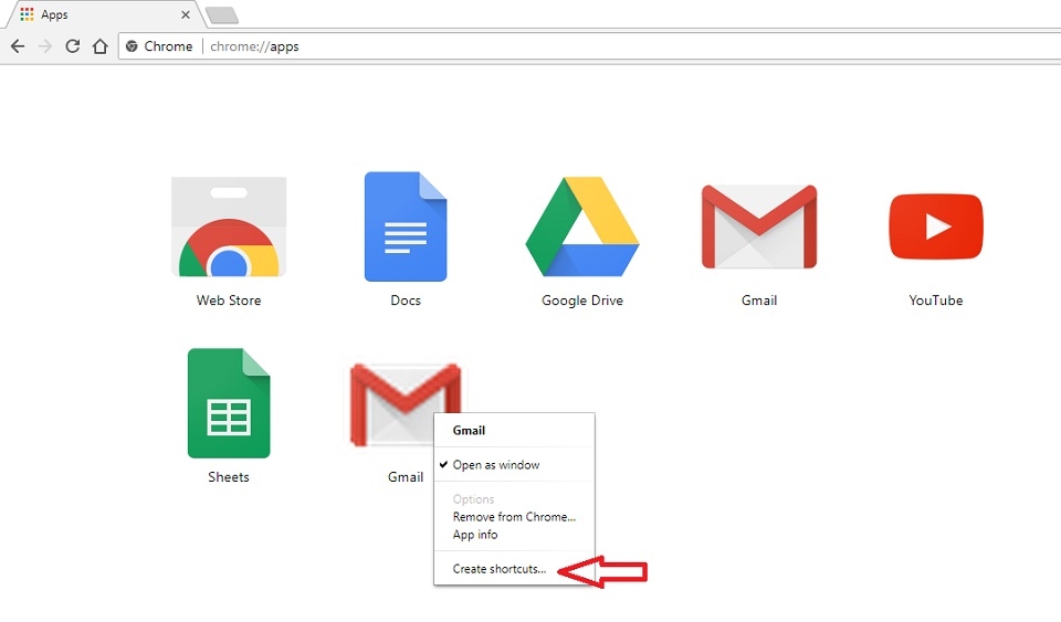 Hướng dẫn tạo shortcut Gmail ngoài màn hình desktop (Ảnh 2) Hướng dẫn tạo shortcut Gmail ngoài màn hình desktop (Ảnh 2)