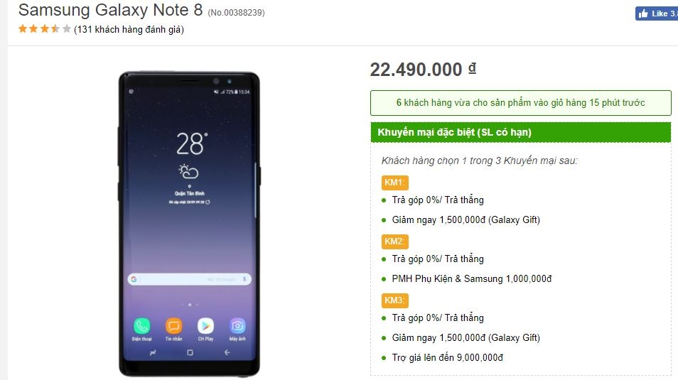 Galaxy Note 8 thiết kế cực đẹp, camera kép xóa phông, RAM 6GB giảm giá