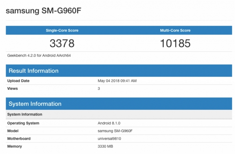 Galaxy S9 với phiên bản sử dụng bộ vi xử lý Exynos đang xuất hiện trên Geekbench với hệ điều hành Android 8.1 Oreo