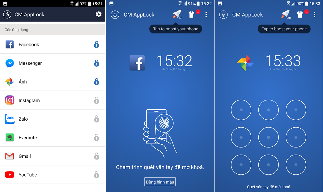 Cách khoá ứng dụng bằng vân tay trên smartphone Android Cách khoá ứng dụng bằng vân tay trên smartphone Android