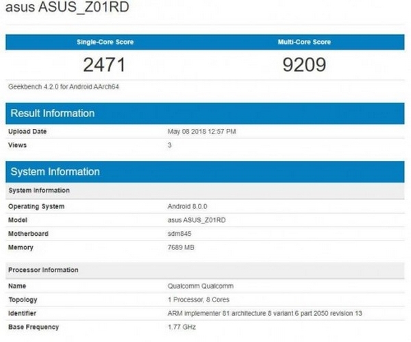 Một smartphone bí ẩn của Asus xuất hiện trên GeekBench