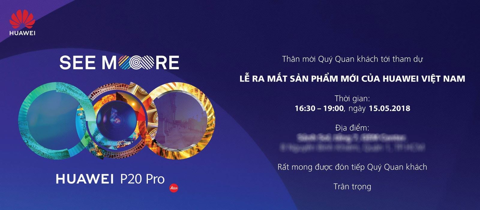 Lộ vé mời tham gia sự kiện ra mắt siêu phẩm Huawei P20 Pro camera 40MP tại VN