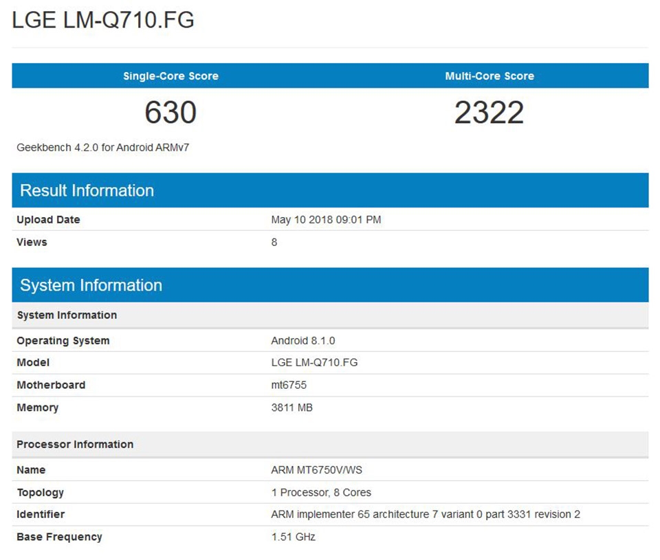 LG Q7 Stylus xuất hiện trên Geekbench