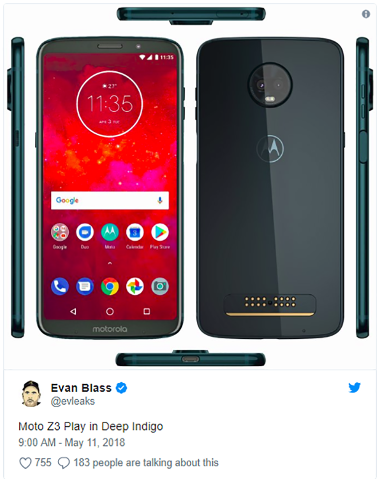 Lộ ảnh báo chi Moto Z3 Play (ảnh 1)