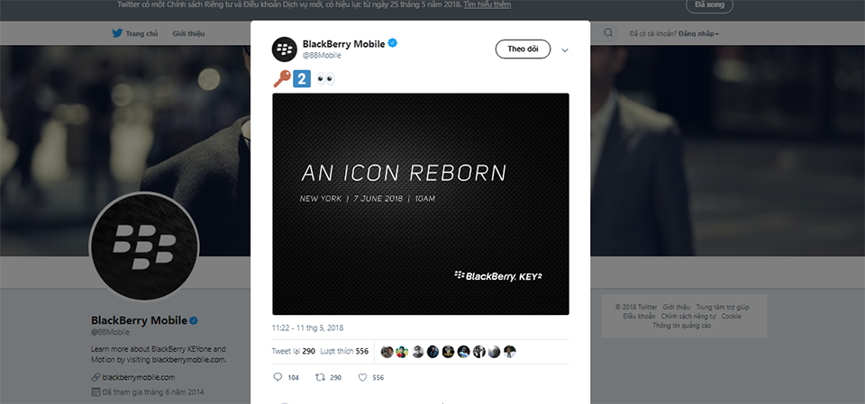 Thời điểm ra mắt BlackBerry KEY2
