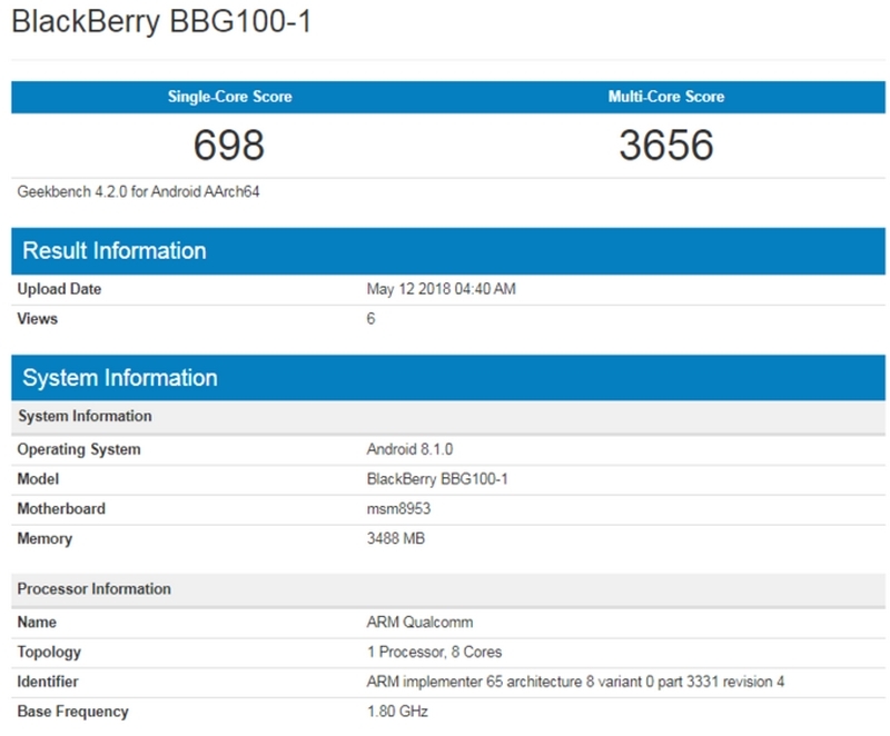 Một thiết bị được cho là  BlackBerry KEY2 Lite  xuất hiện trên GeekBench