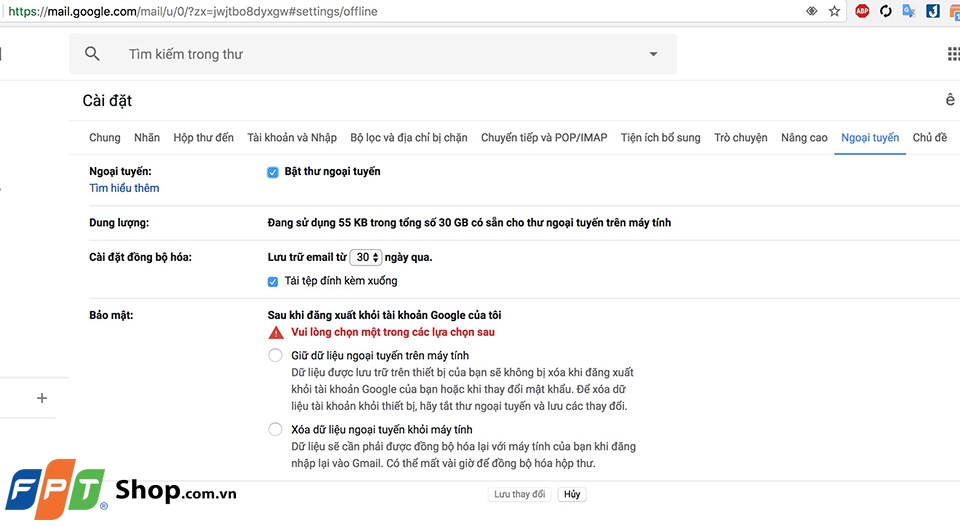 Sử dụng Gmail offline 04
