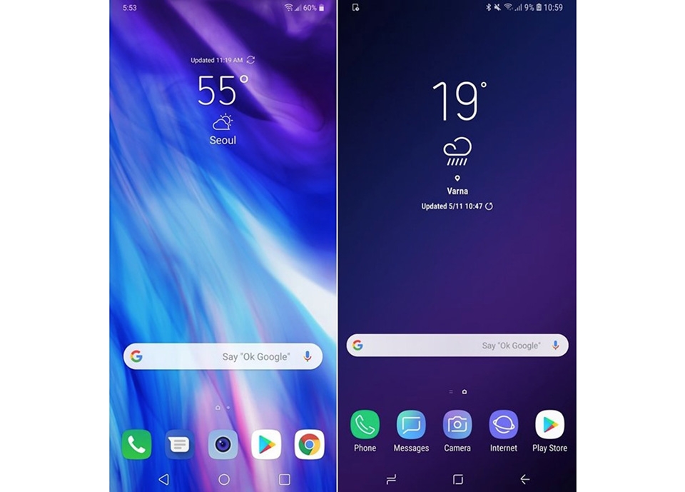 So sánh giao diện LG G7 ThinQ và Galaxy S9 01