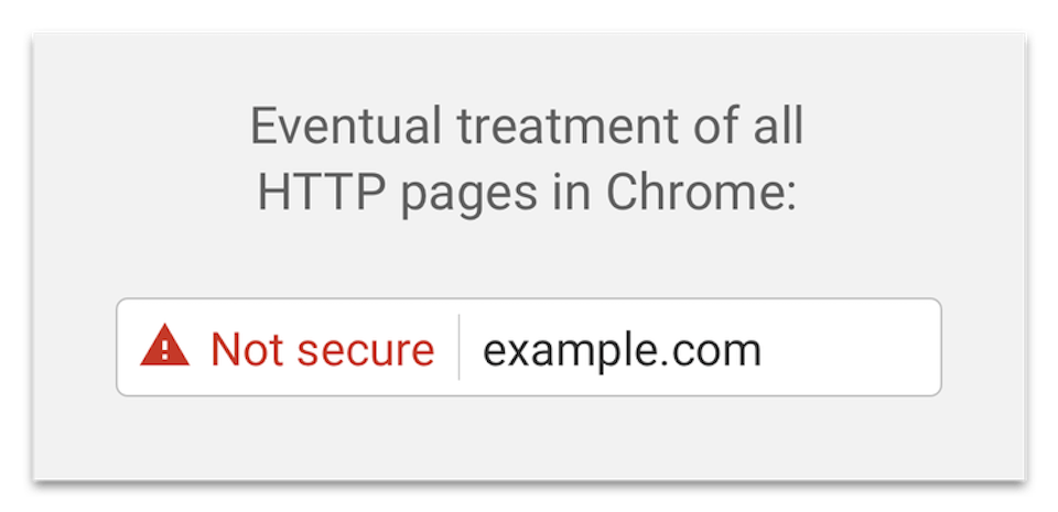 Google Chrome sẽ cảnh báo màu đỏ trên những website dùng giao thức cũ HTTP.