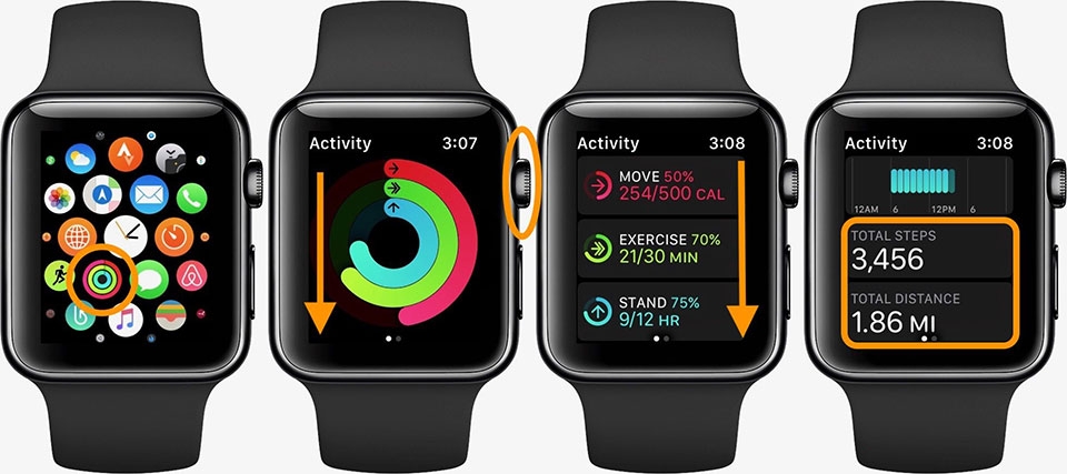 Cách theo dõi số bước đi hằng ngày trên Apple Watch Cách theo dõi số bước đi hằng ngày trên Apple Watch