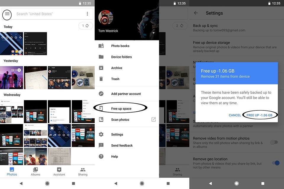 Sử dụng tính năng Free Up Space của Google Photos Sử dụng tính năng Free Up Space của Google Photos